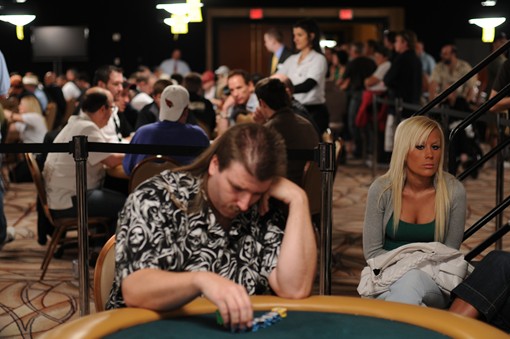 It was all business in the front, party in the back at the 2009 WSOP yesterday.